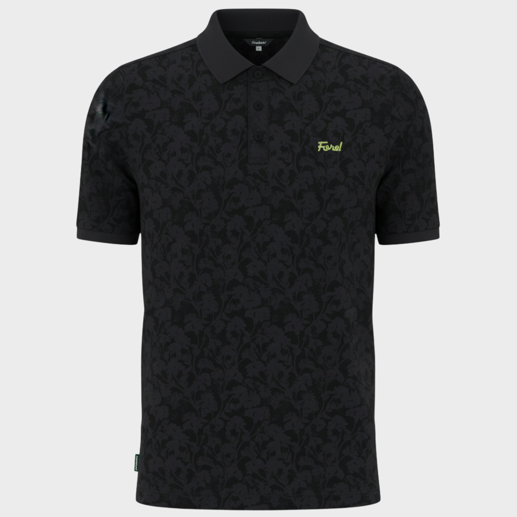 FORE! WILD BLOOM CORE POLO - BLACK