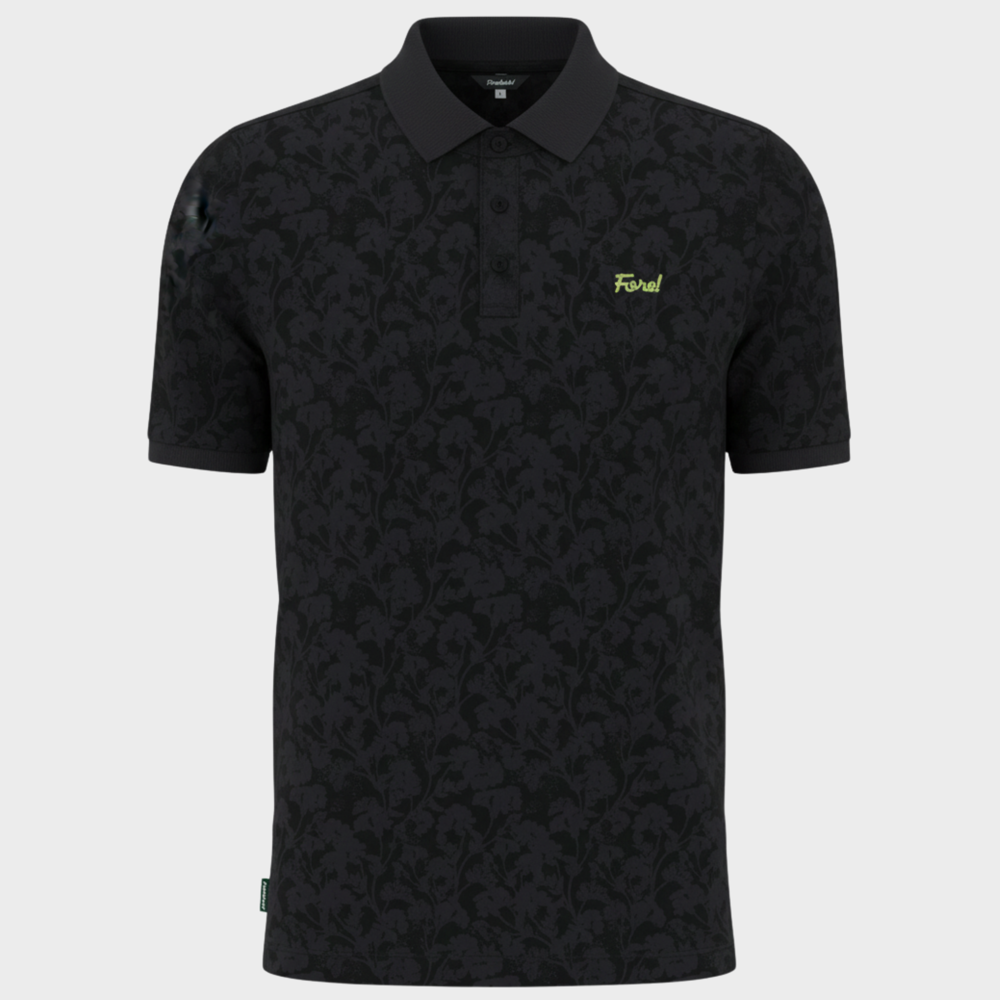 FORE! WILD BLOOM CORE POLO - BLACK
