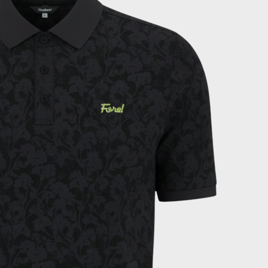 FORE! WILD BLOOM CORE POLO - BLACK