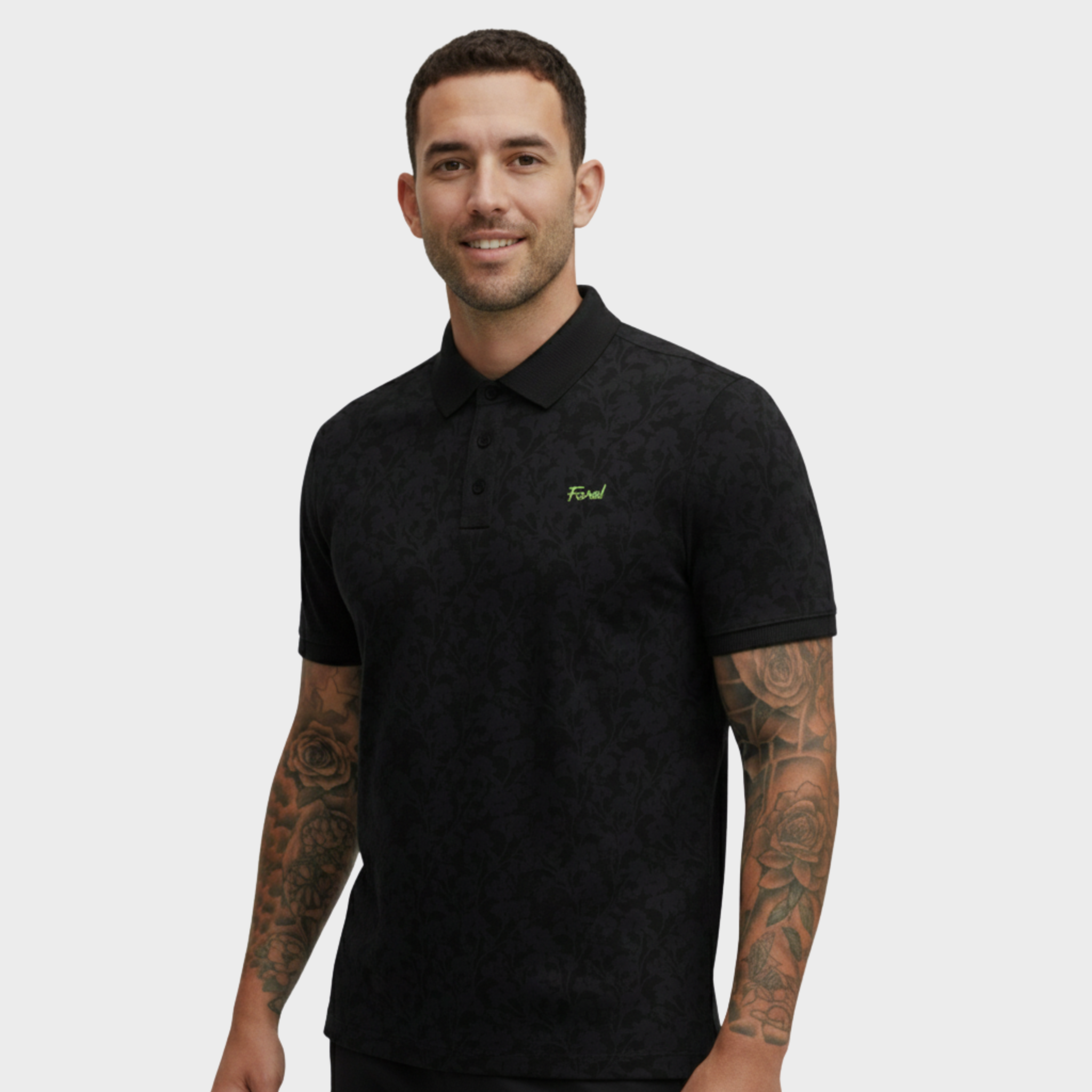 FORE! WILD BLOOM CORE POLO - BLACK