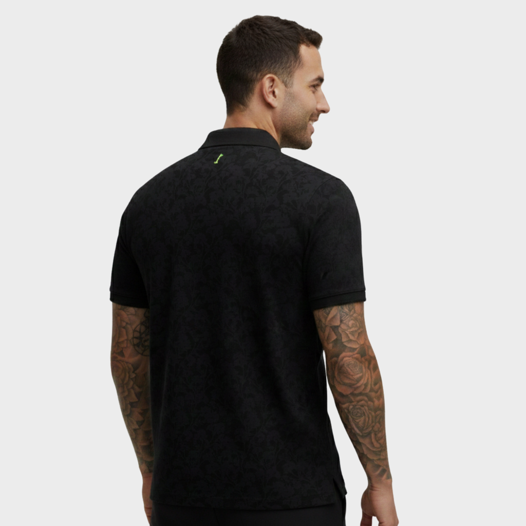 FORE! WILD BLOOM CORE POLO - BLACK